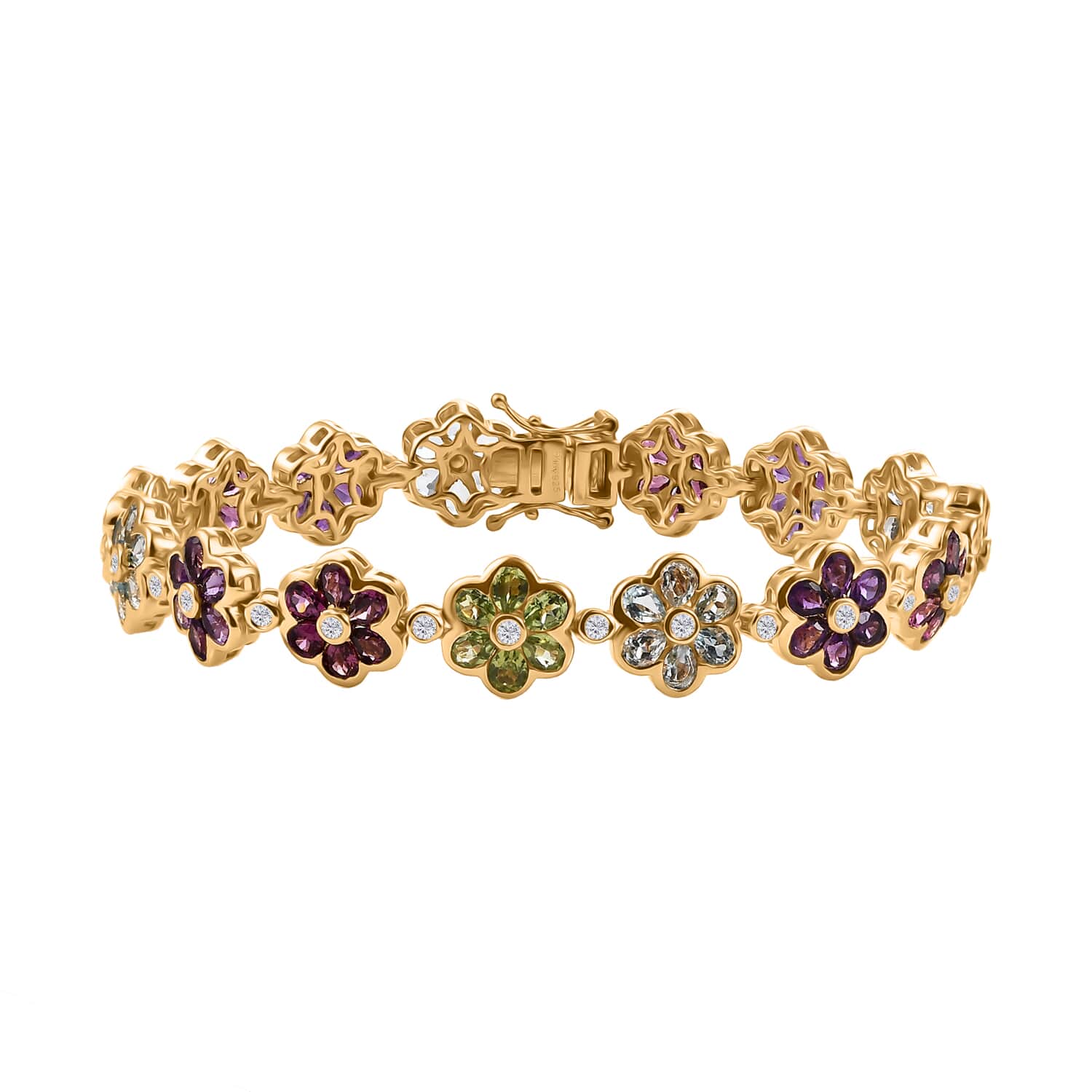 K# high quality WOW! Flawless 7 1/2” Bracelet Vermeil Gold & 35 Cz Gems