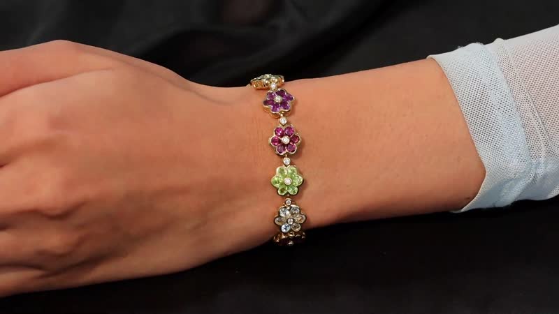 Multi Gemstone Bracelet in 18K Vermeil YG Over Sterling Silver (8.00 In) 16.35 ctw