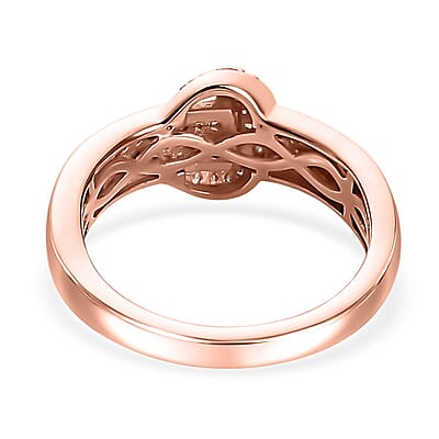 Natural Pink and White Diamond 0.33 ctw Buckle Ring in 18K Vermeil Rose Gold Over Sterling Silver (Size 10.0)
