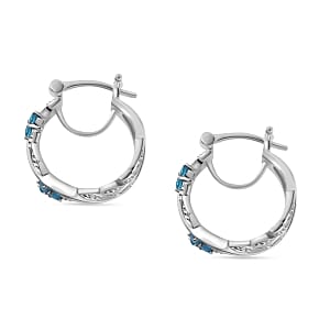 Neon Apatite Half Hoop 0.50 ctw Earrings in Platinum Over Sterling Silver