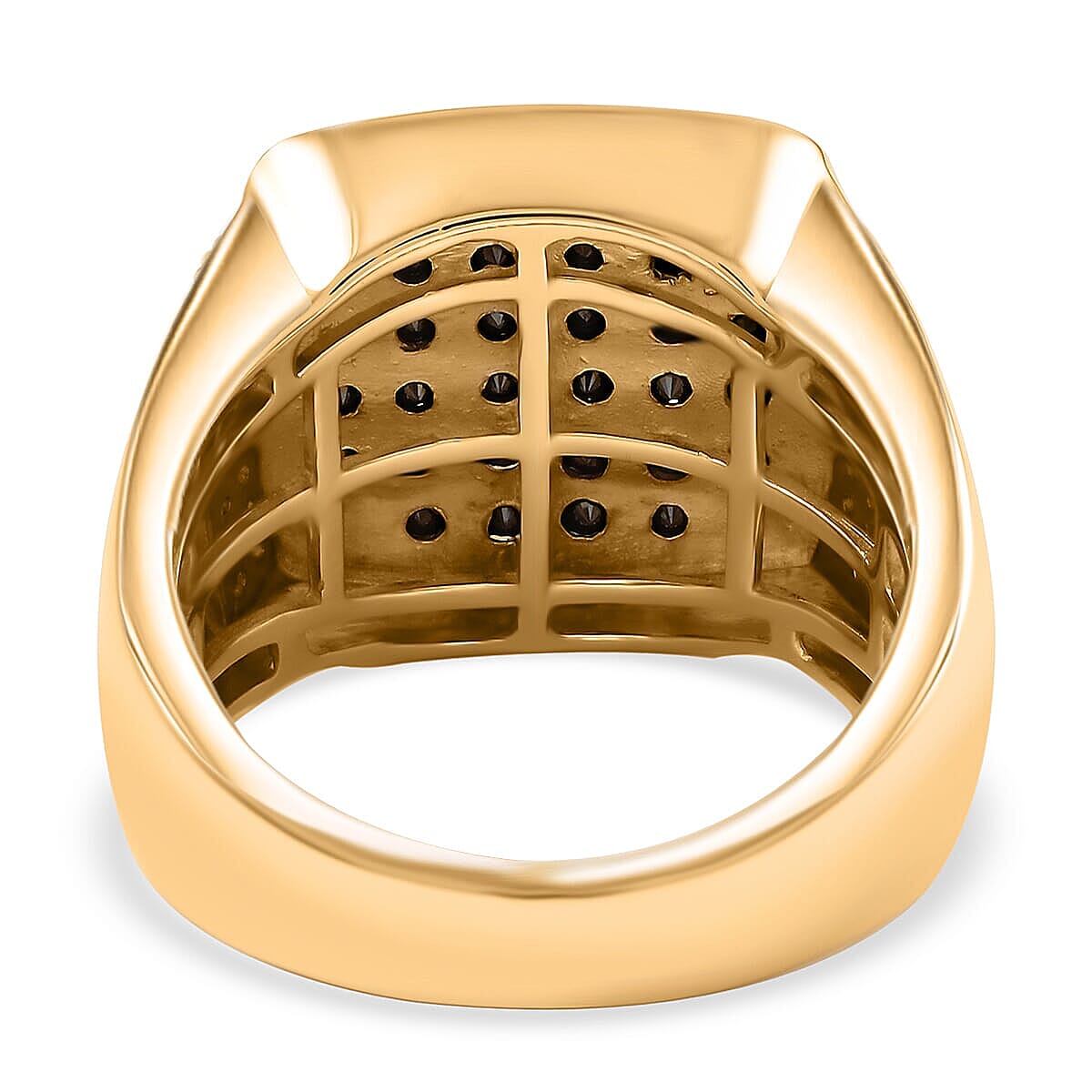 Black and White Diamond 1.50 ctw Men's Ring in 10K Yellow Gold (Size 10.5) 11.60 Grams image number 4