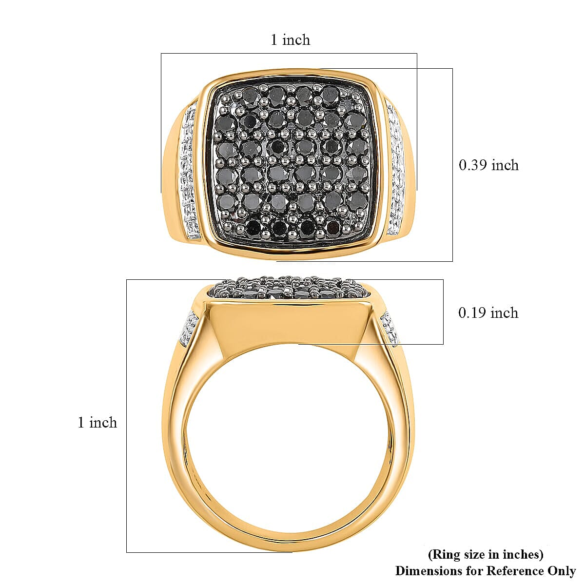 Black and White Diamond 1.50 ctw Men's Ring in 10K Yellow Gold (Size 10.5) 11.60 Grams image number 5