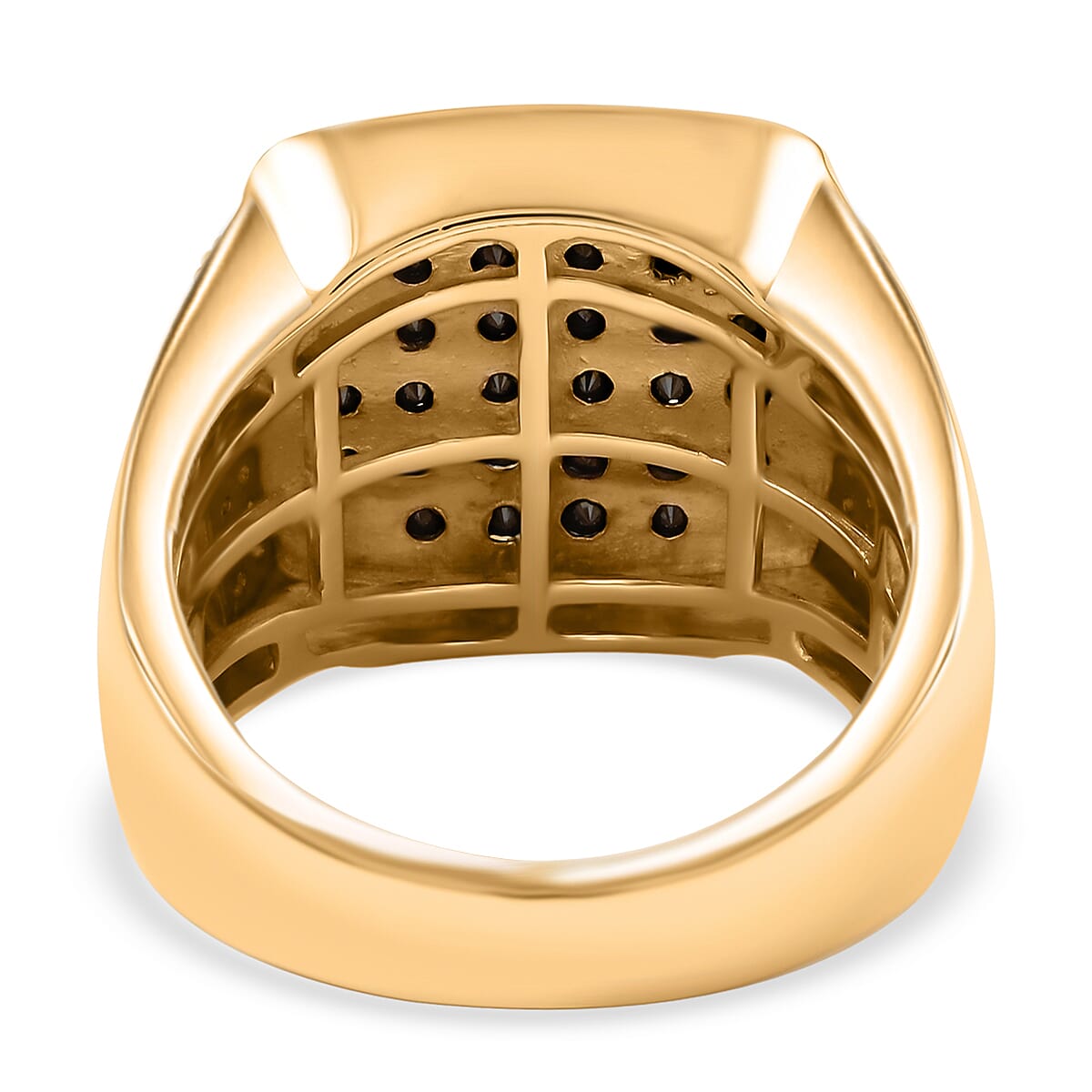 Black and White Diamond 1.50 ctw Men's Ring in 10K Yellow Gold (Size 9.0) 11.60 Grams image number 2