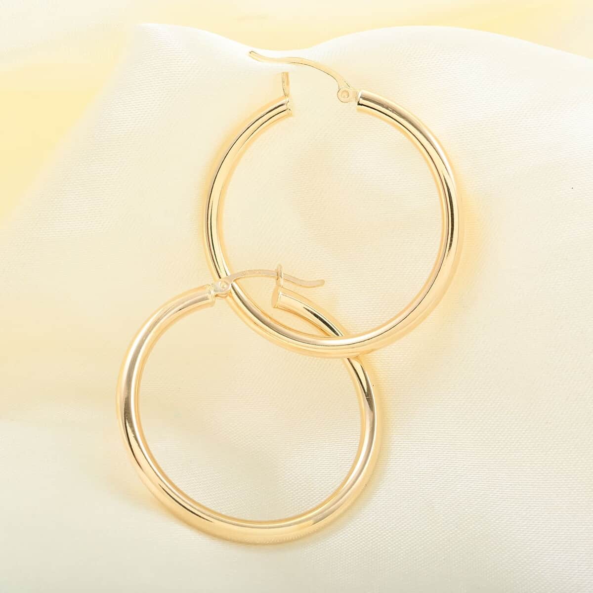 10K Yellow Gold Hoop 3x35mm Earrings 2.40 Grams image number 1