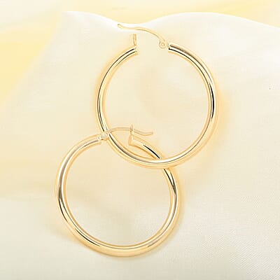10K Yellow Gold Hoop 3x35mm Earrings 2.40 Grams