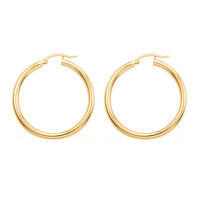 10K Yellow Gold Hoop 3x35mm Earrings 2.40 Grams