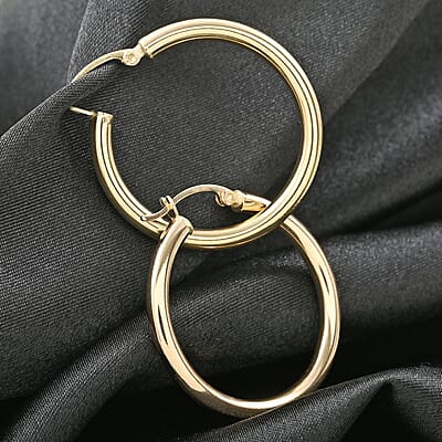 10K Yellow Gold Hoop 3x30mm Earrings 2.30 Grams