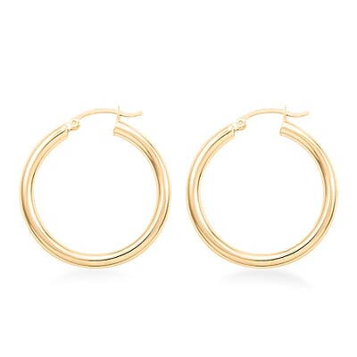 10K Yellow Gold Hoop 3x30mm Earrings 2.30 Grams