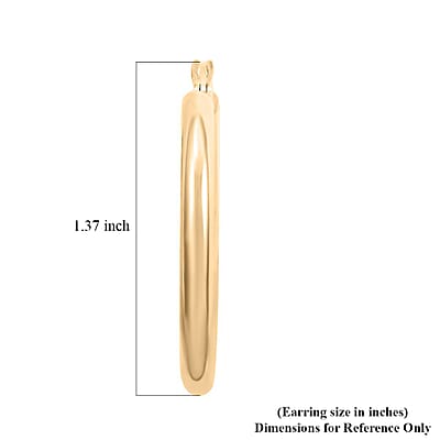 10K Yellow Gold Hoop 3x30mm Earrings 2.30 Grams