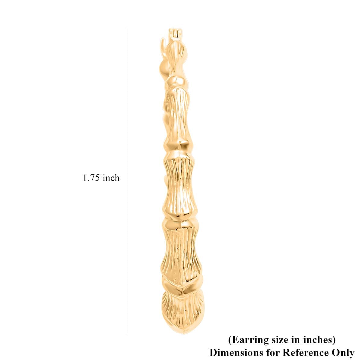10K Yellow Gold Bamboo Hoop Earrings 4.60 Grams image number 4