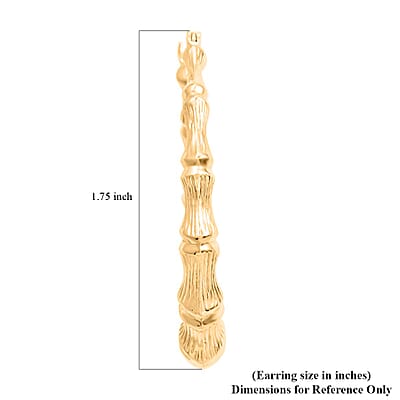 10K Yellow Gold Bamboo Hoop Earrings 4.60 Grams