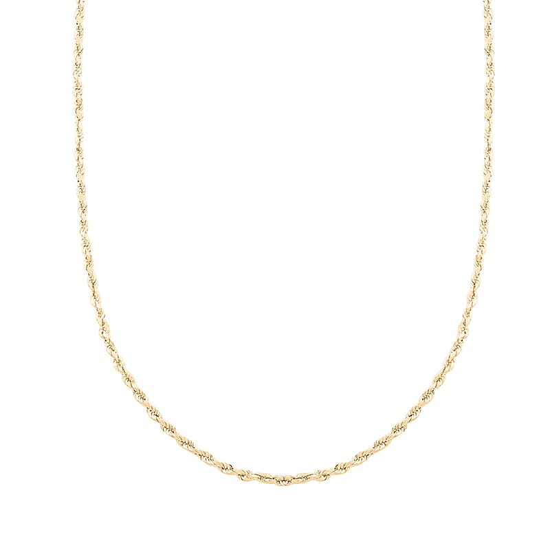 10K Yellow Gold 2.5mm Rope Necklace 16 Inches 2.40 Grams