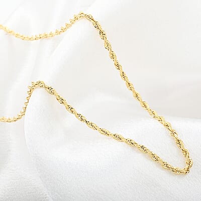 10K Yellow Gold 2.5mm Rope Necklace 16 Inches 2.40 Grams