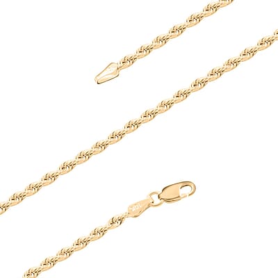 10K Yellow Gold 2.5mm Rope Necklace 16 Inches 2.40 Grams