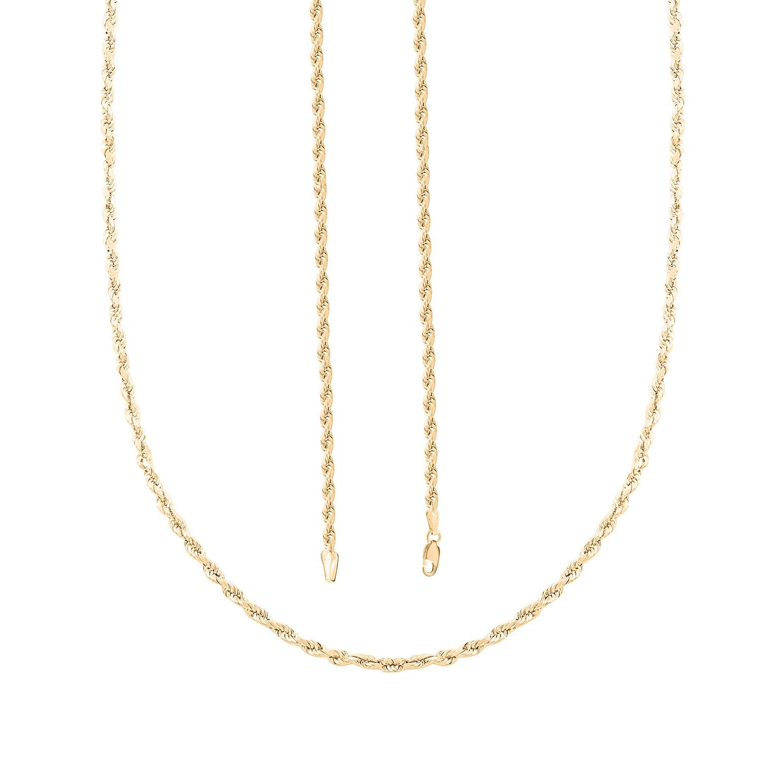 10K Yellow Gold 2.5mm Rope Necklace 16 Inches 2.40 Grams