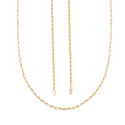 10K Yellow Gold 2.5mm Rope Necklace 16 Inches 2.40 Grams