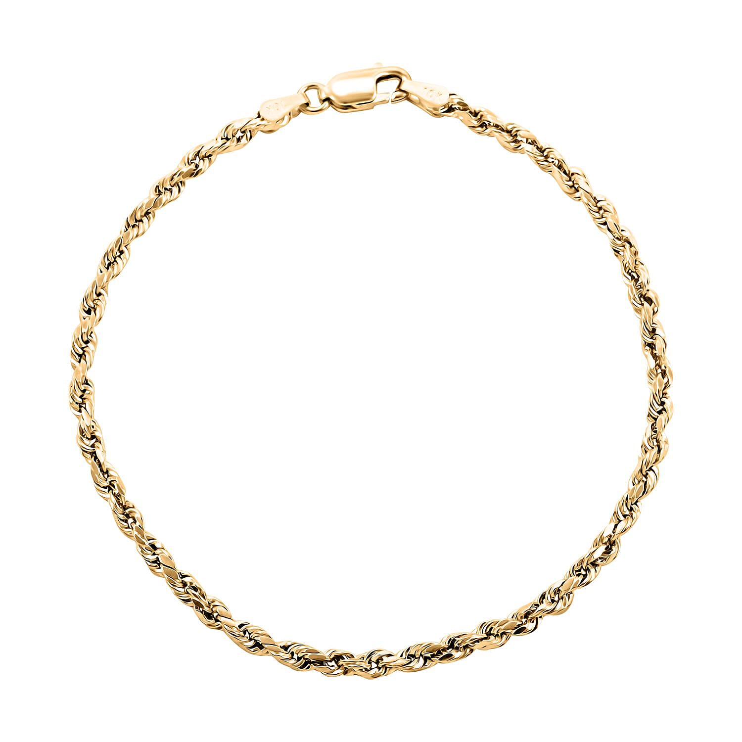 10K Yellow Gold 3mm Rope Bracelet (7.50 In) 1.40 Grams