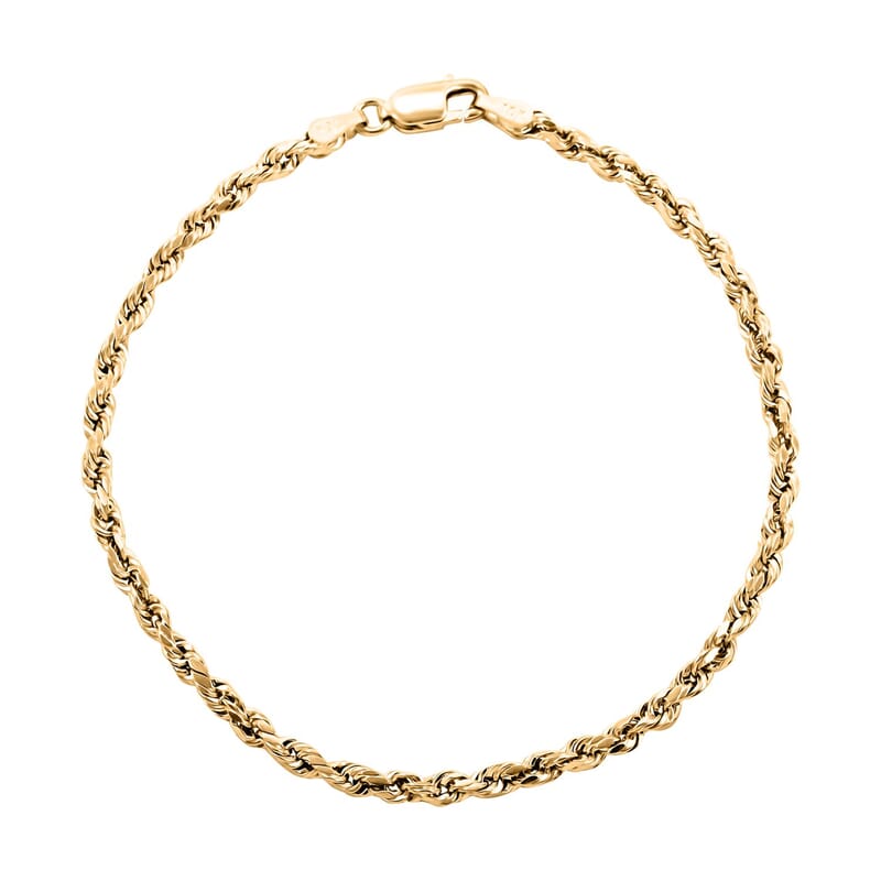 10K Yellow Gold 3mm Rope Bracelet (7.50 In) 1.40 Grams