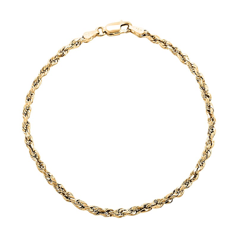 10K Yellow Gold 3mm Rope Bracelet (7.50 In) 1.40 Grams