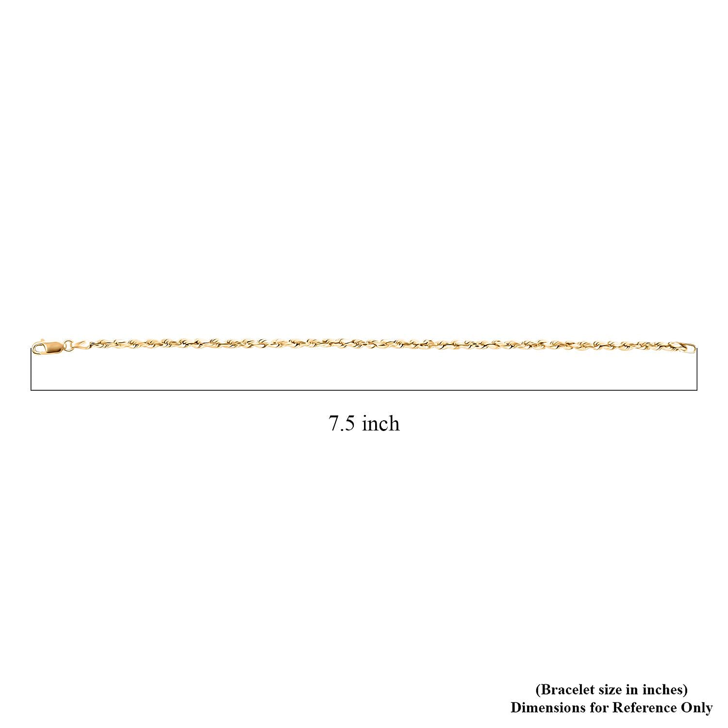 10K Yellow Gold 3mm Rope Bracelet (7.50 In) 1.40 Grams
