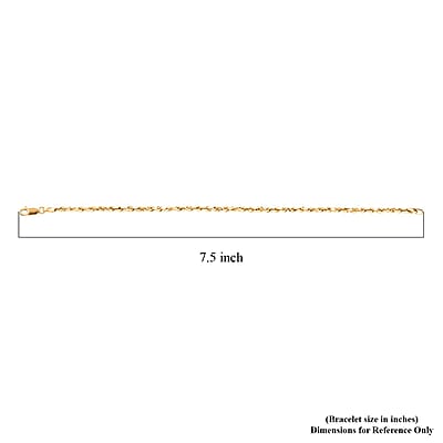 10K Yellow Gold 3mm Rope Bracelet (7.50 In) 1.40 Grams