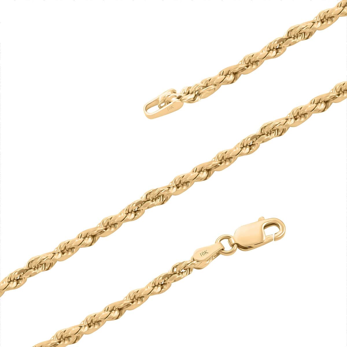 10K Yellow Gold 3mm Rope Necklace 18 Inches 2.80 Grams image number 2