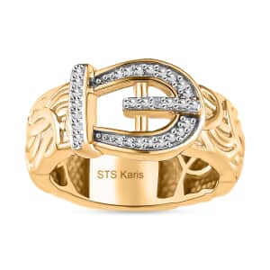 Karis Diamond Accent Buckle Ring in 18K YG Plated (Size 7.0)