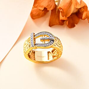 Karis Diamond Accent Buckle Ring in 18K YG Plated (Size 7.0)