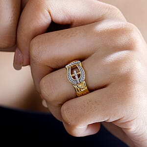 Karis Diamond Accent Buckle Ring in 18K YG Plated (Size 7.0)