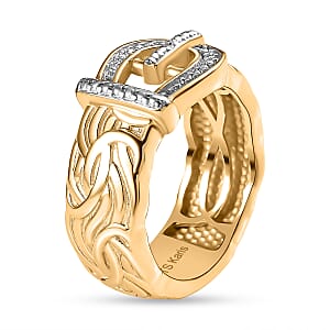 Karis Diamond Accent Buckle Ring in 18K YG Plated (Size 7.0)