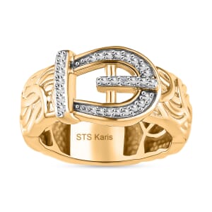 Karis Diamond Accent Buckle Ring in 18K YG Plated (Size 9.0)