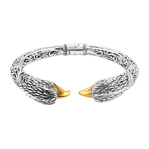 Bali Legacy 22K Vermeil Yellow Gold Over and Sterling Silver Garuda Bangle Bracelet (7.25 In) 32.80 Grams
