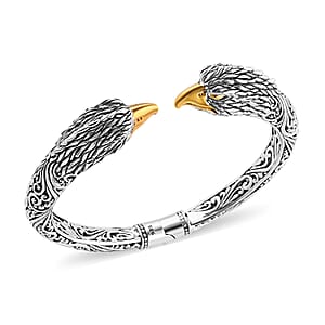 Bali Legacy 22K Vermeil Yellow Gold Over and Sterling Silver Garuda Bangle Bracelet (7.25 In) 32.80 Grams