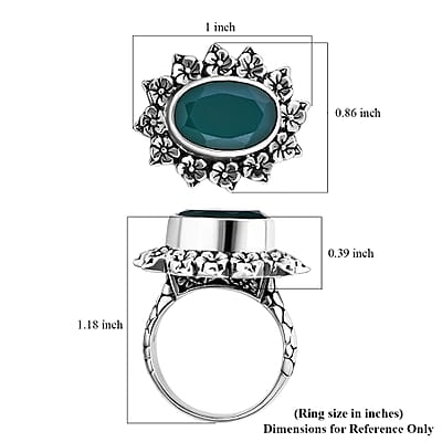 Bali Legacy Verde Onyx 5.40 ctw Floral Ring in Sterling Silver (Size 10.0) 