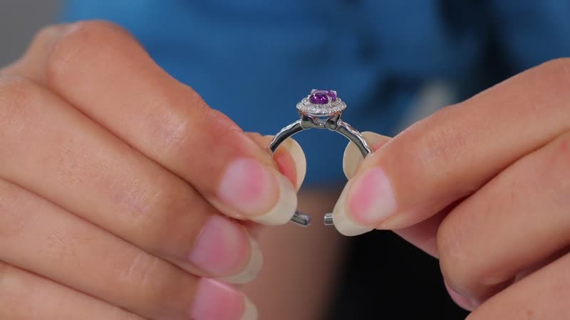 African Amethyst, White Zircon Ring in Rhodium Over Sterling Silver (Size 7.0) 1.10 ctw
