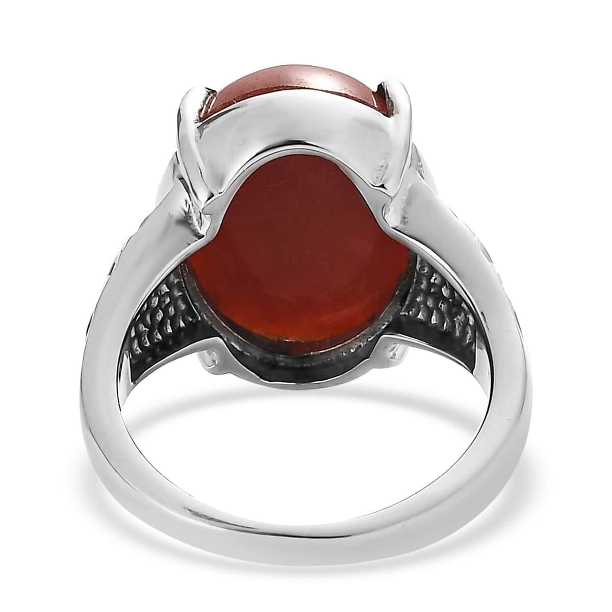 Red Jade (D) 10.85 ctw Solitaire Ring in Stainless Steel (Size 10.0)  image number 4