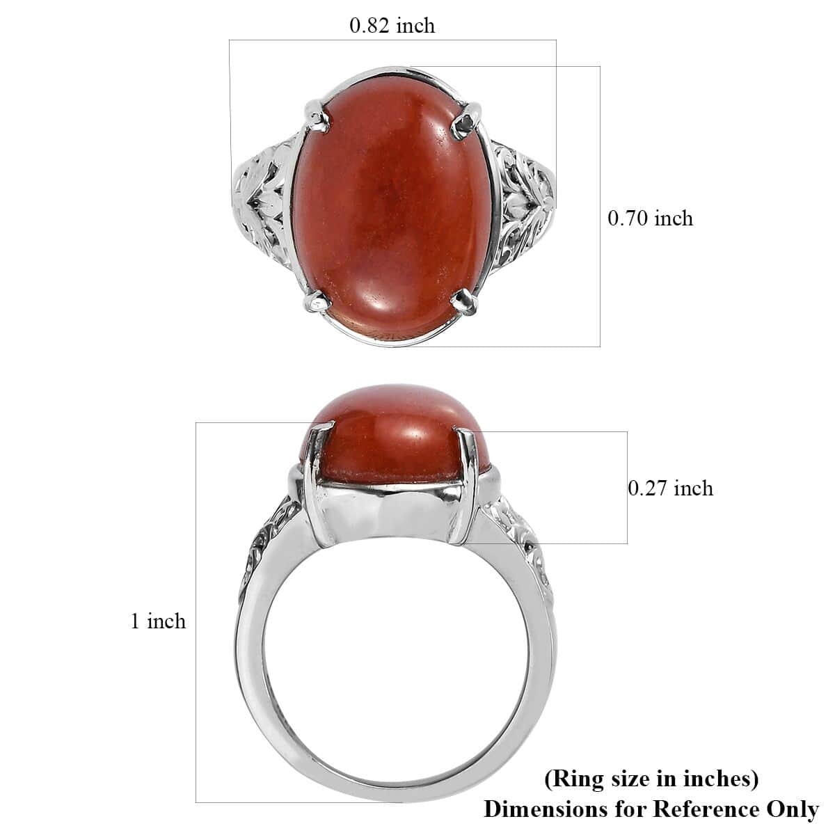 Red Jade (D) 10.85 ctw Solitaire Ring in Stainless Steel (Size 10.0)  image number 5