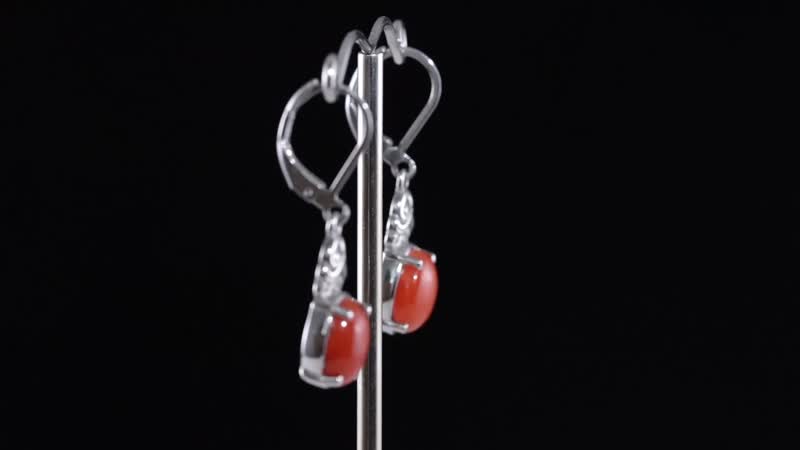 Red Jade Lever Back Earrings in Stainless Steel 6.40 ctw
