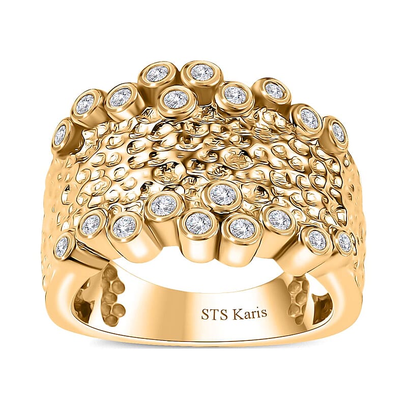 Karis Simulated Diamond Bubbles Ring in 18K Yellow Gold Plated (Size 10.0)