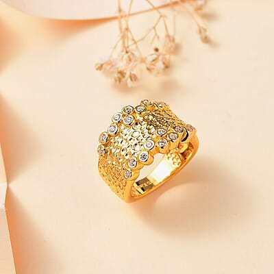 Karis Simulated Diamond Bubbles Ring in 18K Yellow Gold Plated (Size 10.0)