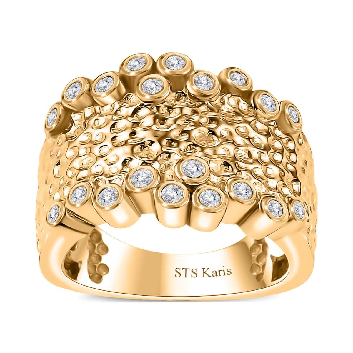 Karis Simulated Diamond Bubbles Ring in 18K Yellow Gold Plated (Size 7.0) image number 0