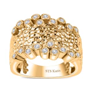 Karis Simulated Diamond Bubbles Ring in 18K Yellow Gold Plated (Size 7.0)