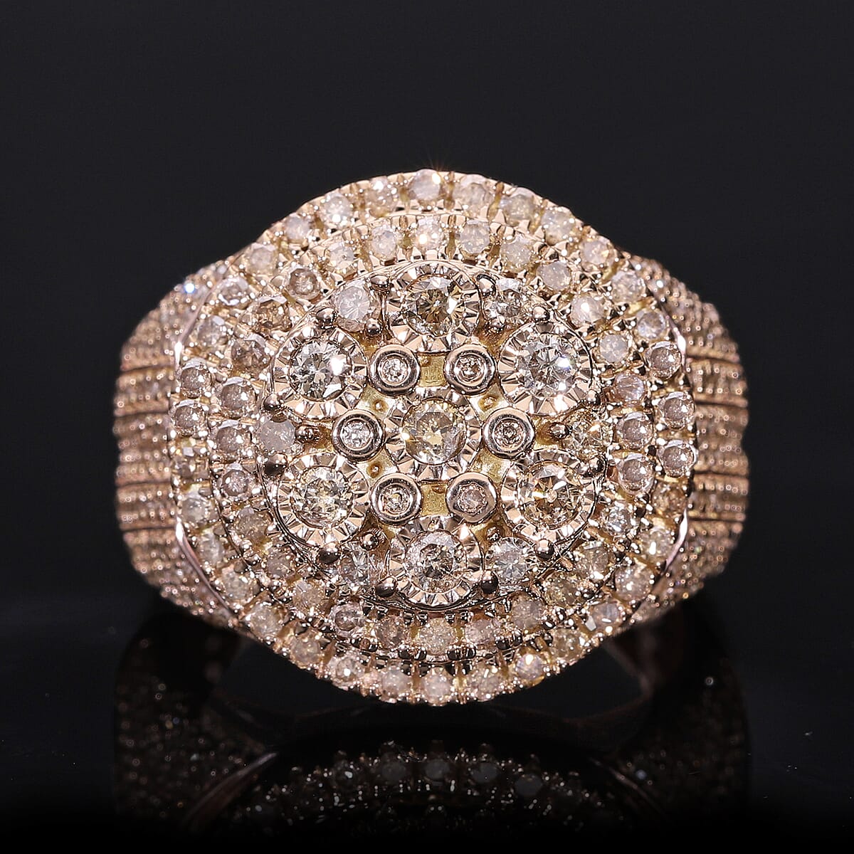Natural Champagne Diamond Ring in Vermeil RG Over Sterling Silver (Size 10.0) 1.50 ctw image number 1