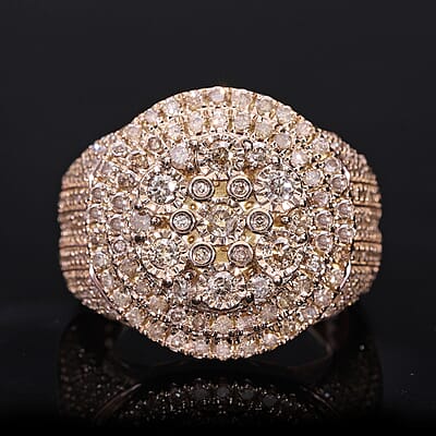 Natural Champagne Diamond Ring in Vermeil Rose Gold Over Sterling Silver (Size 10.0) 1.50 ctw