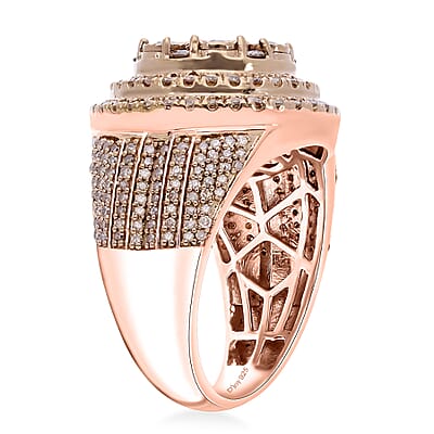 Natural Champagne Diamond Ring in Vermeil Rose Gold Over Sterling Silver (Size 10.0) 1.50 ctw