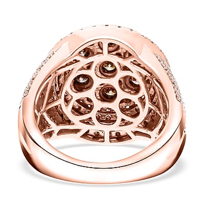 Natural Champagne Diamond Ring in Vermeil Rose Gold Over Sterling Silver (Size 10.0) 1.50 ctw