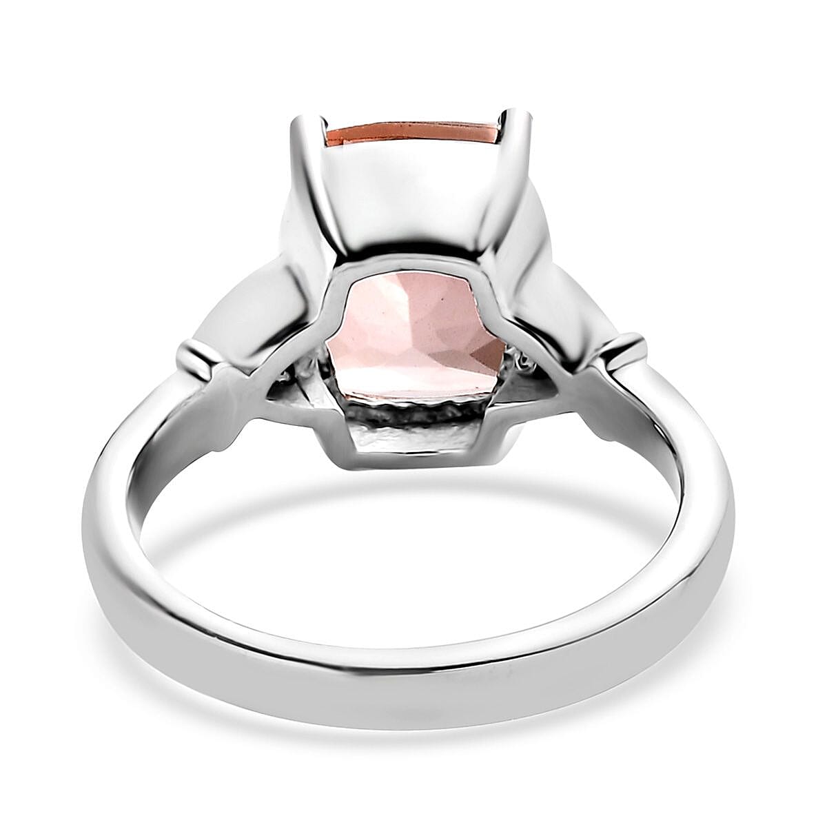 Morganique Quartz (Triplet) and Simulated Champagne Diamond 3.50 ctw Ring in Stainless Steel (Size 10.0)