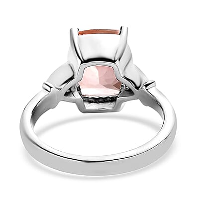 Morganique Quartz (Triplet) and Simulated Champagne Diamond 3.50 ctw Ring in Stainless Steel (Size 10.0)