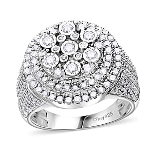 Diamond Ring in Platinum Over Sterling Silver (Size 10.0) 1.50 ctw