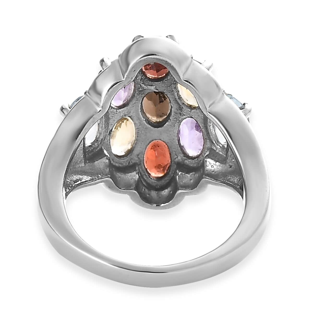 Multi Gemstone 4.50 ctw Ring in Stainless Steel (Size 7.0) image number 4